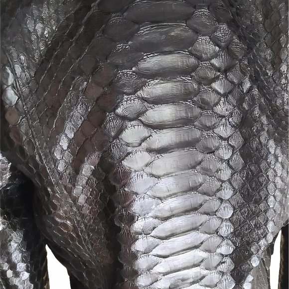 Black Snakeskin Women Motorcycle Jacket - Picture 4 of 8